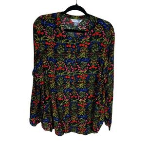 *2/$30* Old Navy Black Floral Long Sleeve Button Up Tunic Top Shirt Size XXL